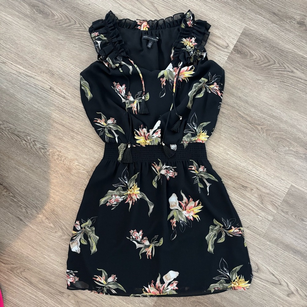 White House Black Market Black Calla Lily Floral Mini Dress